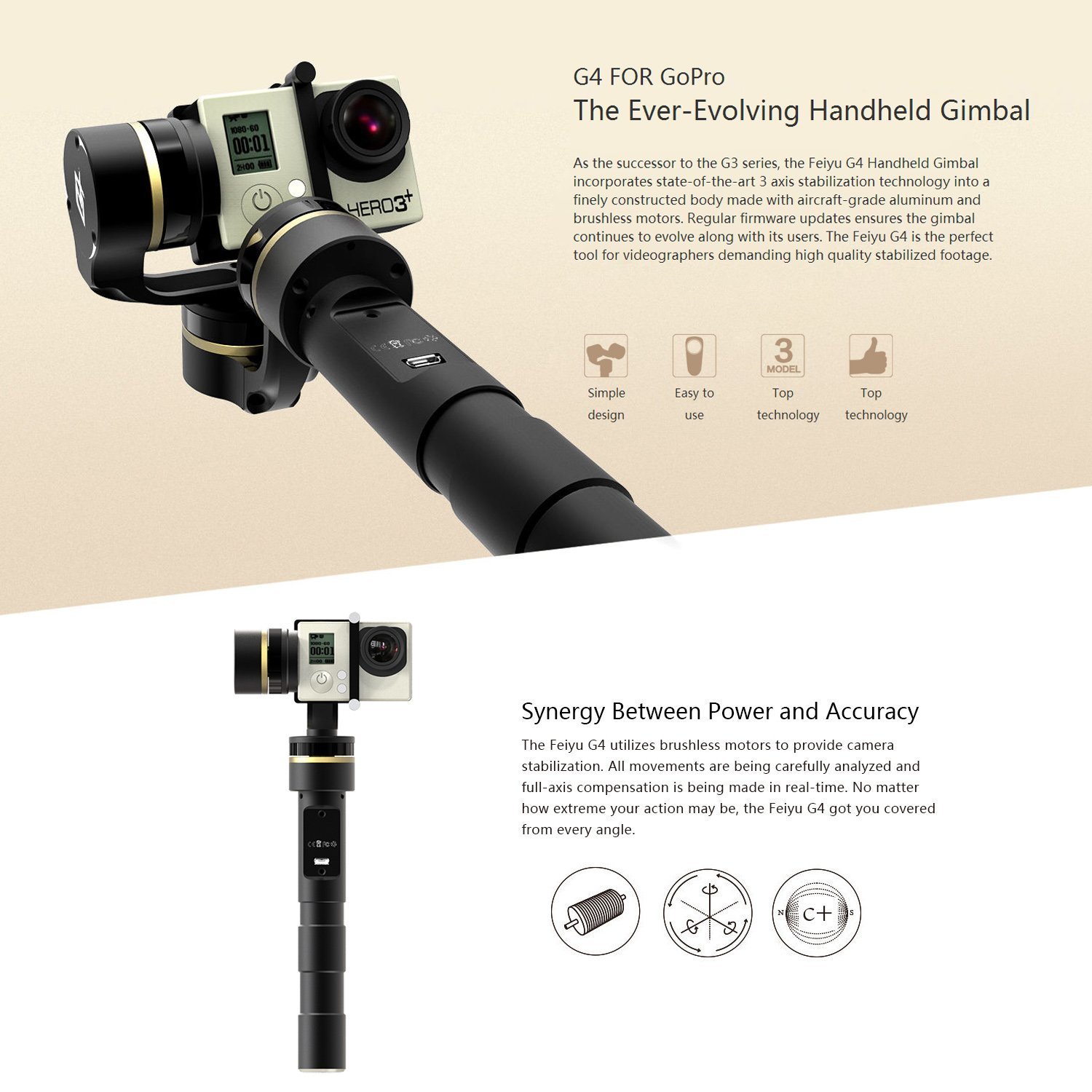 FeiyuTech G4S GoPro Hero 3,3+,4対応スタビライザー Feiyu FY-G4S 3軸